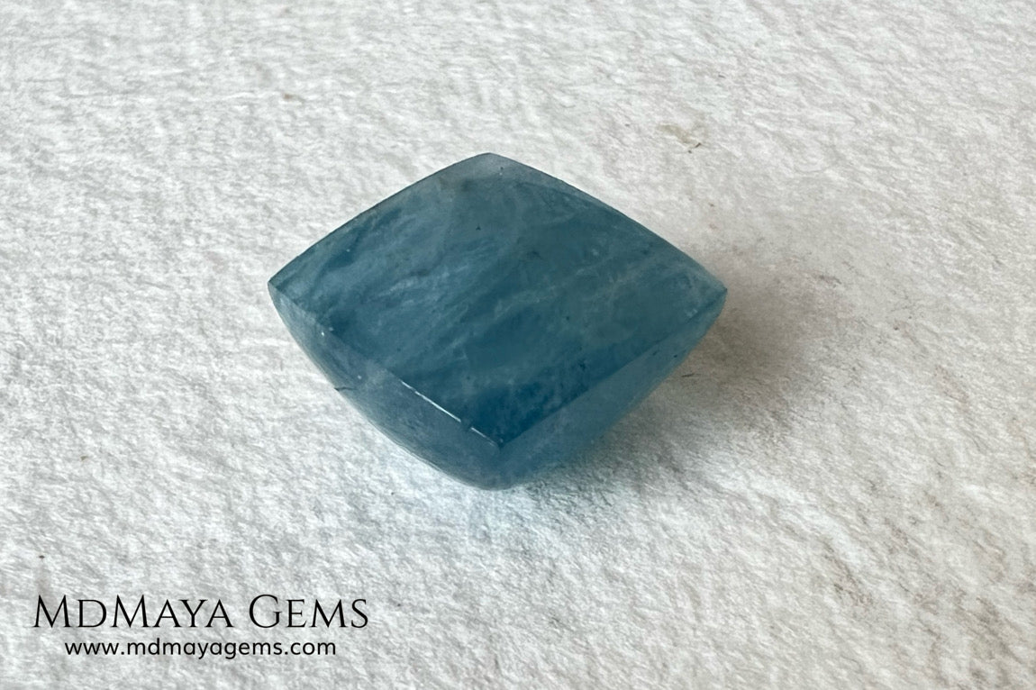 Greenish blue Aquamarine. Square Cabochon Cut. Perfect for a ring or pendant. 14.61 ct.