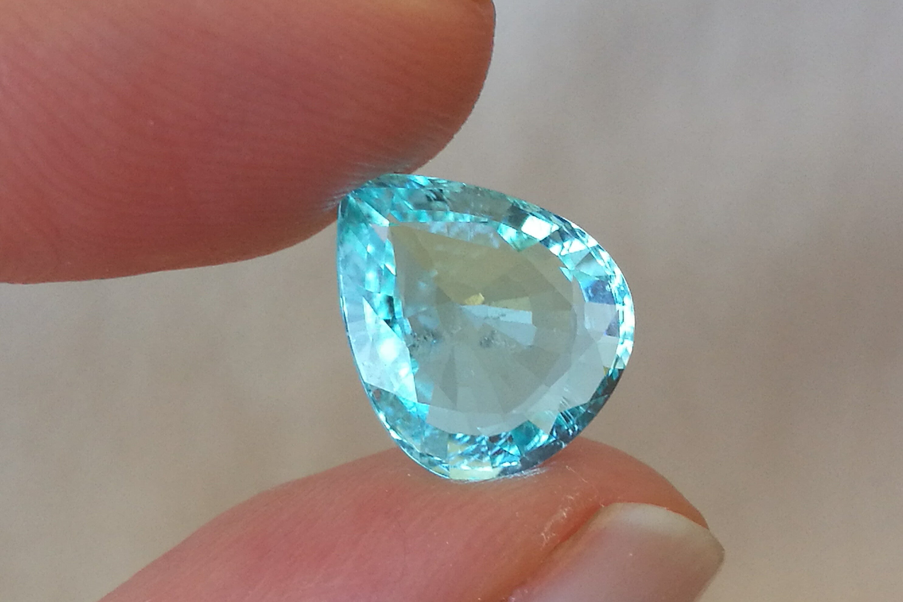 Neon Paraiba Tourmaline 3.69 ct, Pear Cut Mozambique | Copper Gem