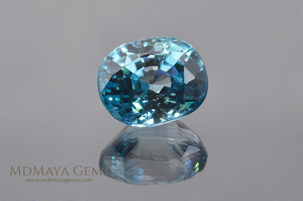 Zircon Bleu Naturel Du Cambodge – 5,5 X 4,7 Mm, 0,79 Ct, Chauffé, Neuf