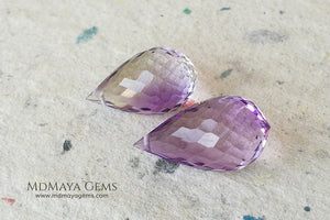 The perfect mismatched pair of Amethyst Briolette Cut 31.86 ct