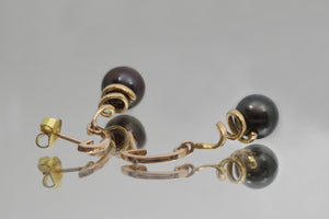 Tahitian Cultured Pearls in both Yellow and Pink gold 18k Earrings