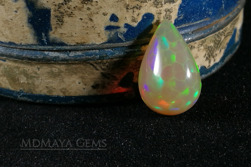 Super HoneyComb Opal from Ethiopia 4.47 ct. Pear Cabochon Cut