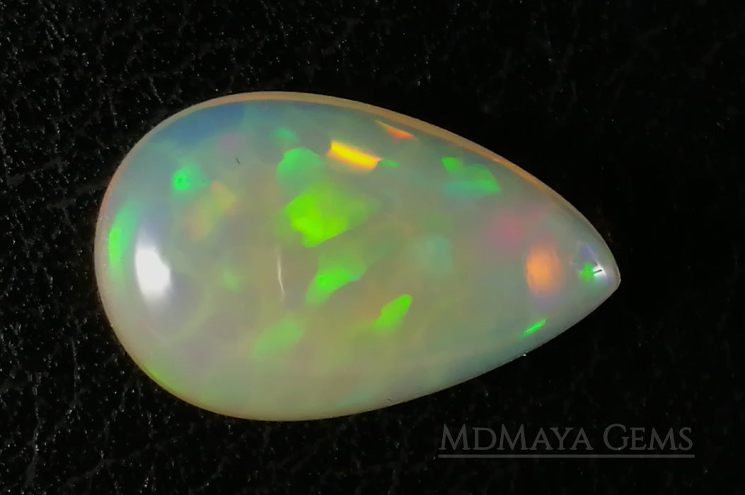 Welo Opal Gemstone 4.82 ct. Pear Cabochon Cut with honeycomb pattern 