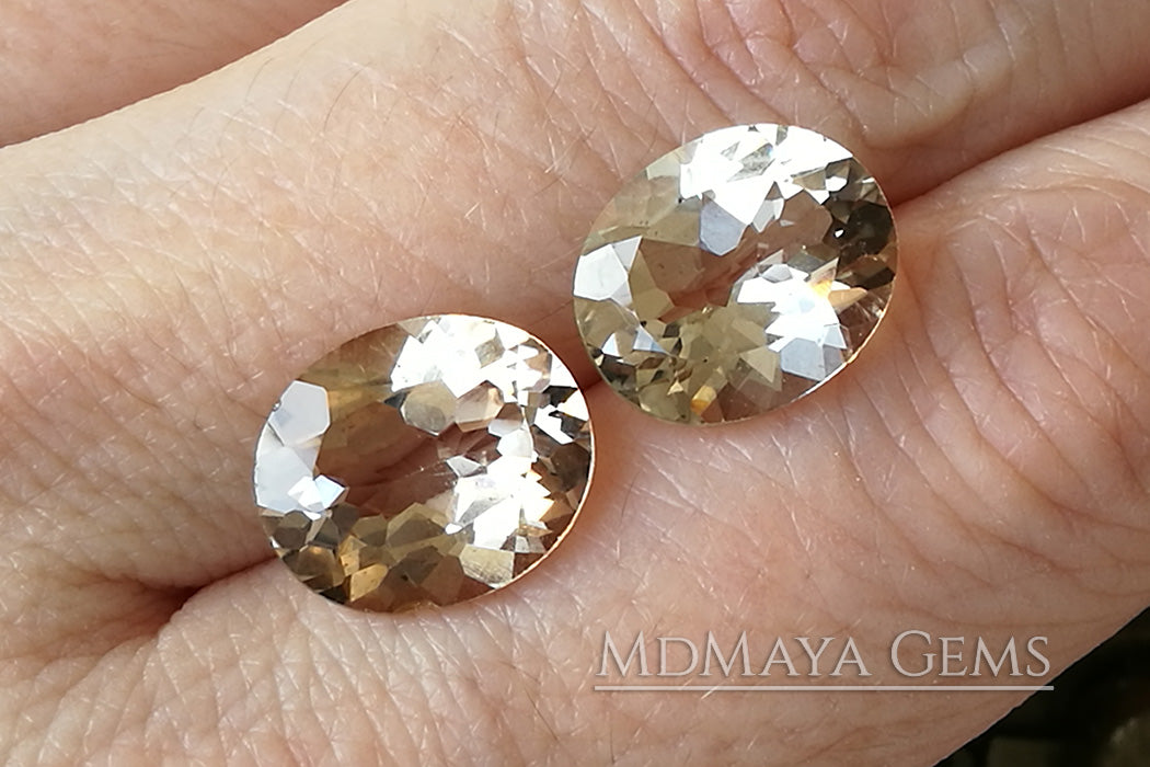 Lively pair of Light Brown Topaz 10.67 ct.