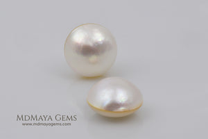 White Mabe Pearls Round Pair 9.06 ct