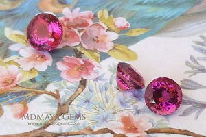 Beautiful Set of 3 Natural Pink Tourmaline Gemstone from Mozambique 5.30 ct set round cut. Perfect for earrings and ring (color under daylight)