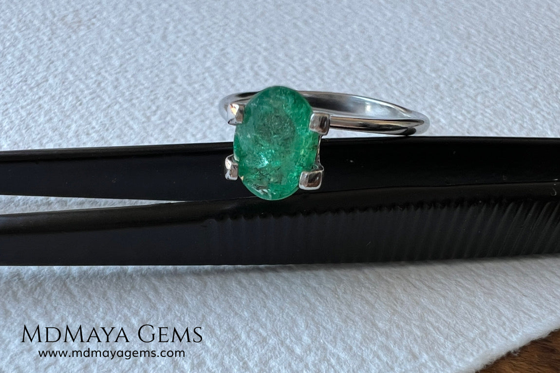 1.10 ct Natural Zambian Emerald – Vivid Green Oval