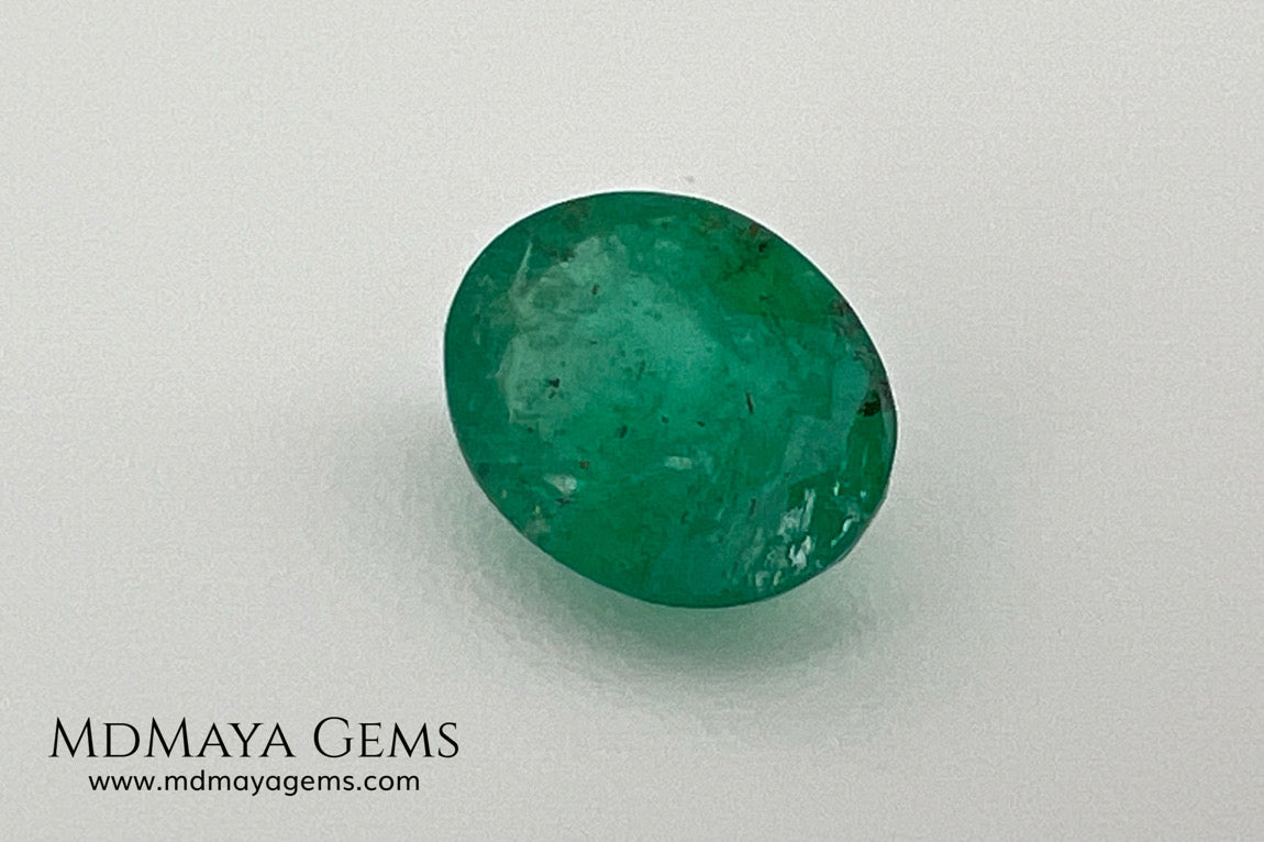 1.10 ct Natural Zambian Emerald – Vivid Green Oval