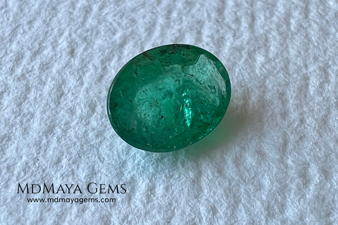 1.10 ct Natural Zambian Emerald – Vivid Green Oval