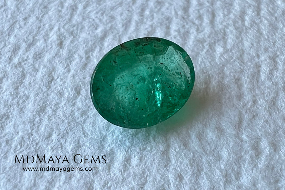1.10 ct Natural Zambian Emerald – Vivid Green Oval