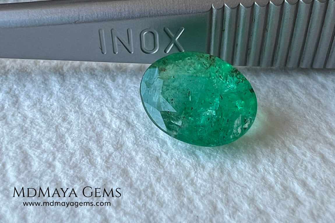 1.10 ct Natural Zambian Emerald – Vivid Green Oval