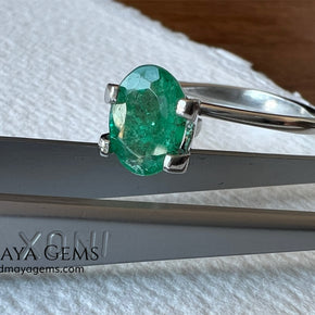 1.10 ct Natural Zambian Emerald – Vivid Green Oval