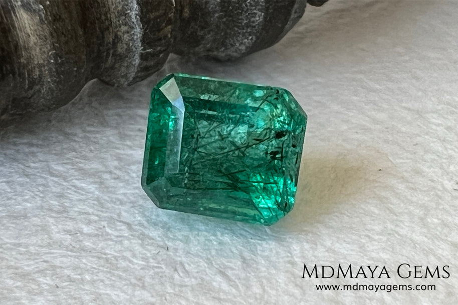 1.65 ct Natural Zambian Emerald – Vivid Green Emerald Cut