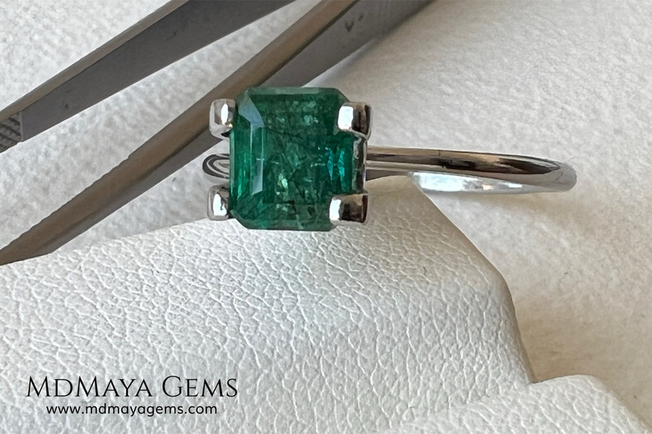 1.65 ct Natural Zambian Emerald – Vivid Green Emerald Cut