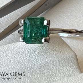 1.65 ct Natural Zambian Emerald – Vivid Green Emerald Cut