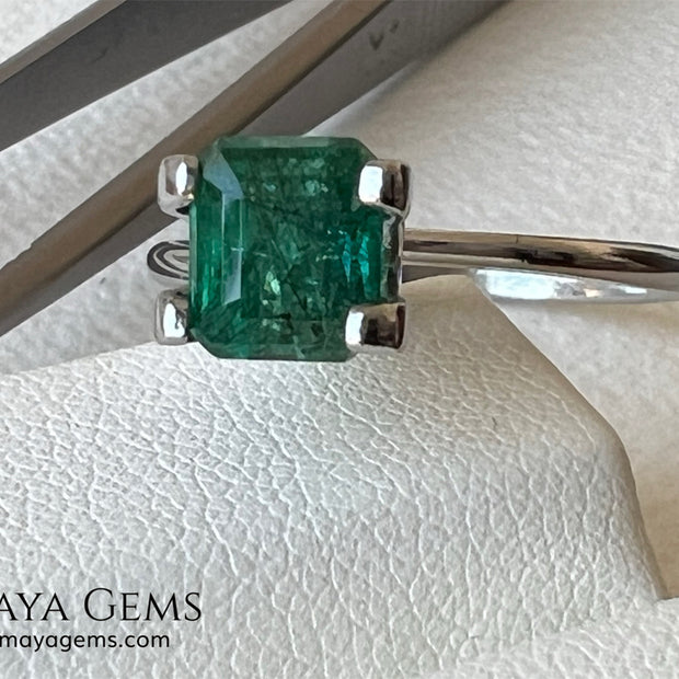 1.65 ct Natural Zambian Emerald – Vivid Green Emerald Cut