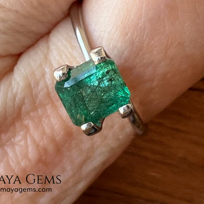 1.65 ct Natural Zambian Emerald – Vivid Green Emerald Cut