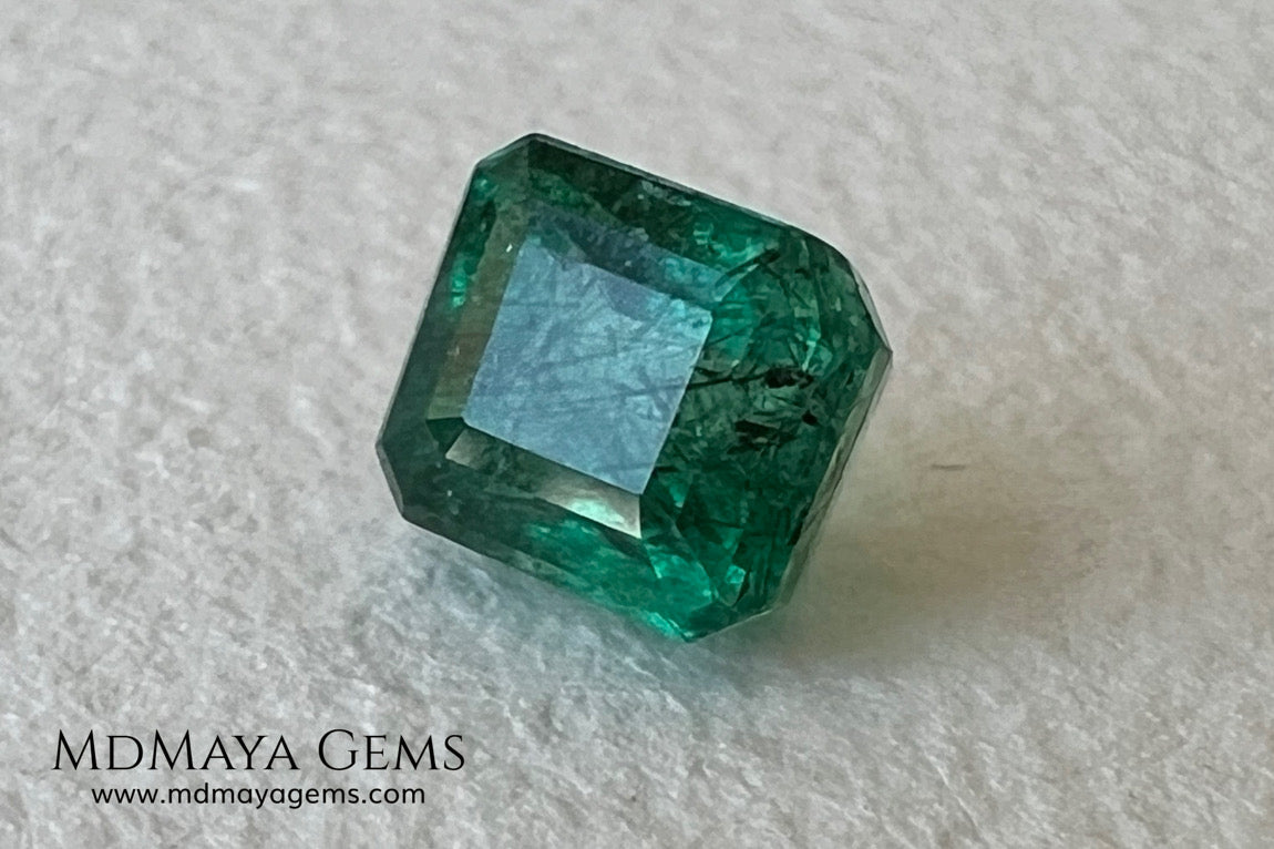 1.65 ct Natural Zambian Emerald – Vivid Green Emerald Cut