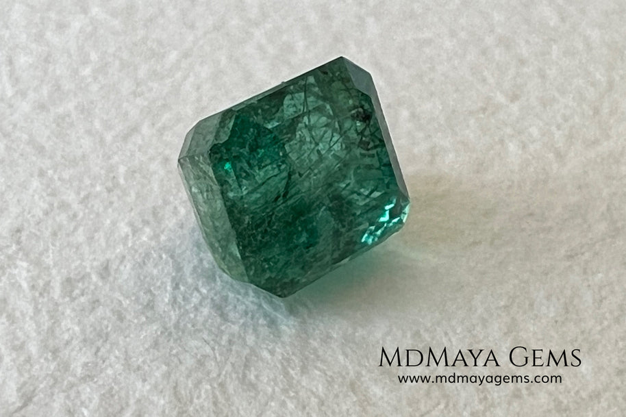 1.65 ct Natural Zambian Emerald – Vivid Green Emerald Cut