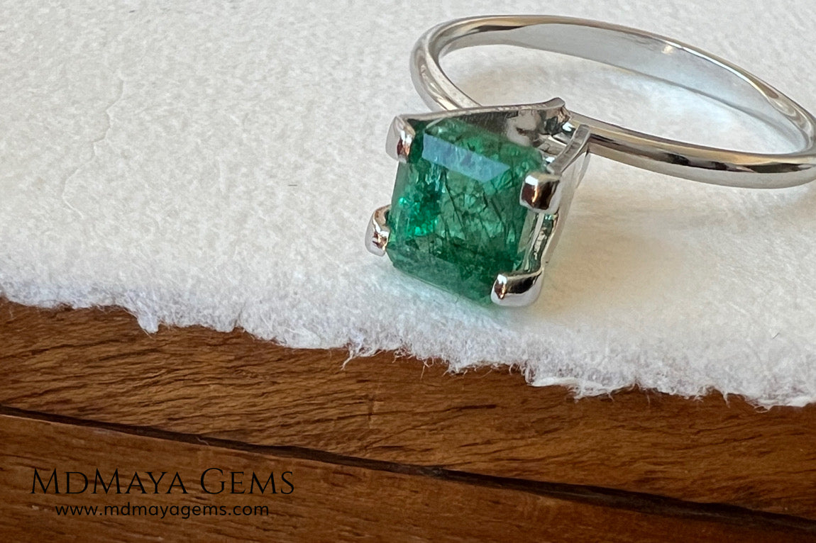 1.65 ct Natural Zambian Emerald – Vivid Green Emerald Cut