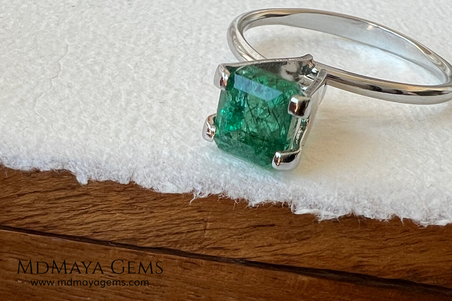 1.65 ct Natural Zambian Emerald – Vivid Green Emerald Cut