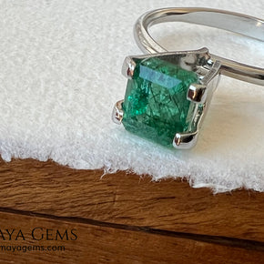 1.65 ct Natural Zambian Emerald – Vivid Green Emerald Cut