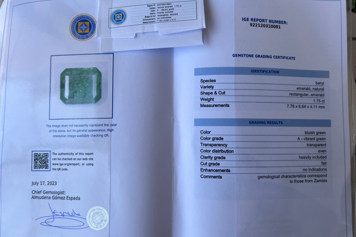 Gemstone certificate image