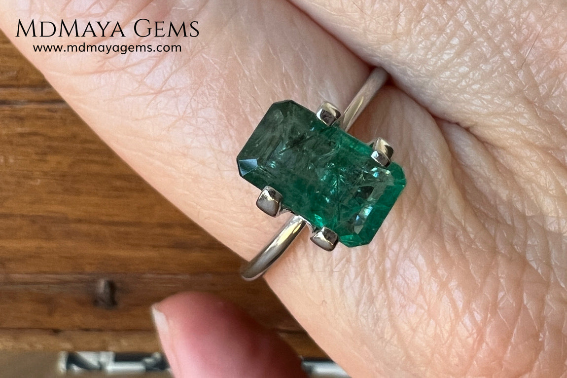 2.00 ct Natural Zambian Emerald – Vivid Green Emerald Cut