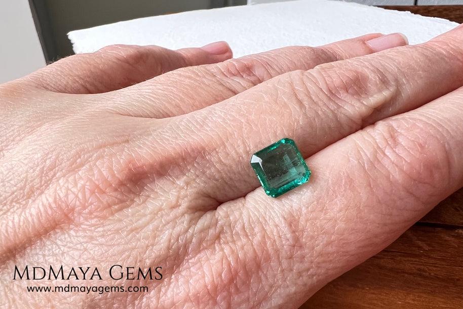 2.01 ct Zambian Emerald – Certified Vibrant Green Square