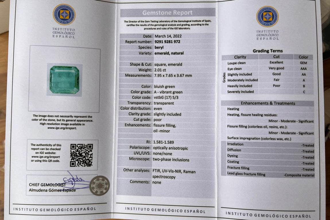 Gemstone certificate image