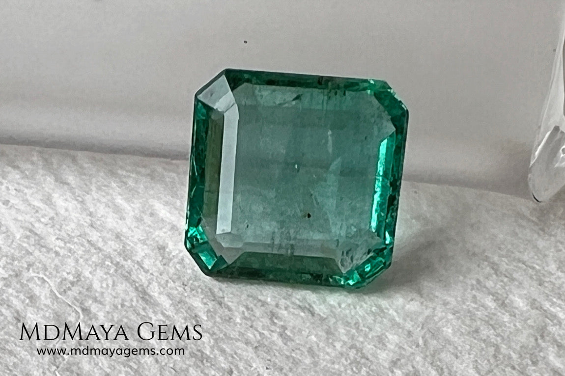 2.01 ct Zambian Emerald – Certified Vibrant Green Square