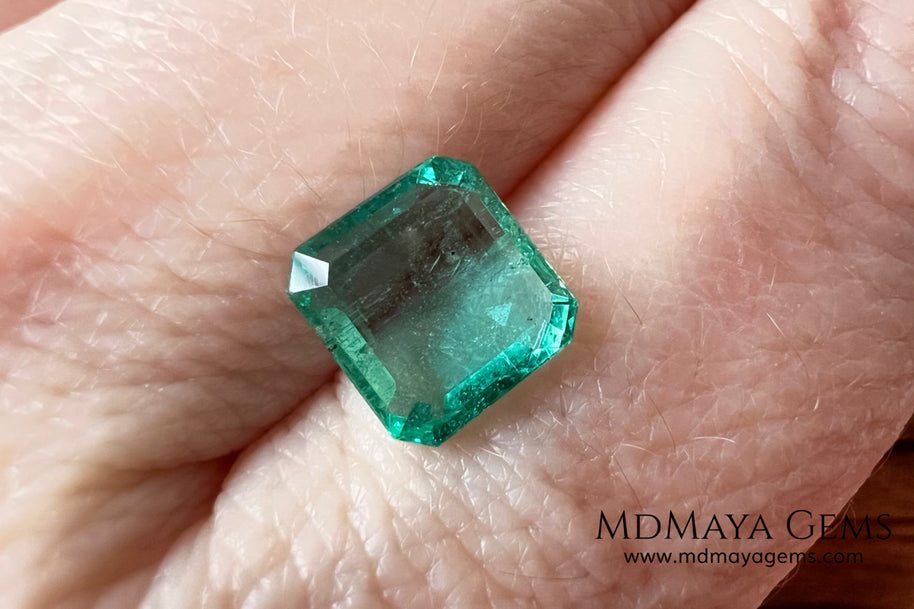 2.01 ct Zambian Emerald – Certified Vibrant Green Square