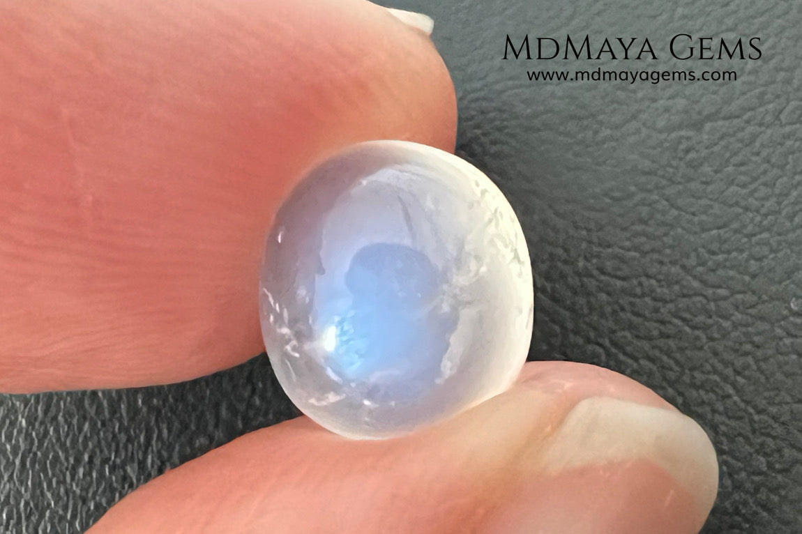 Natural Moonstone 3.67 Ct – Oval Blue Sheen Cabochon from Sri Lanka