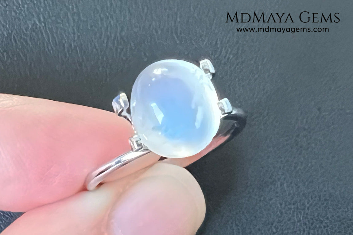 Natural Moonstone 3.67 Ct – Oval Blue Sheen Cabochon from Sri Lanka