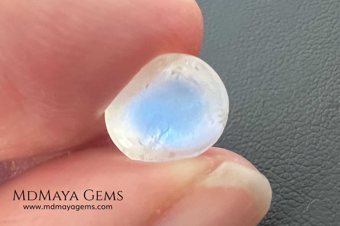 Natural Moonstone 3.67 Ct – Oval Blue Sheen Cabochon from Sri Lanka