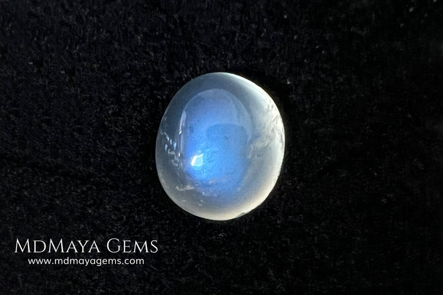 Natural Moonstone 3.67 Ct – Oval Blue Sheen Cabochon from Sri Lanka