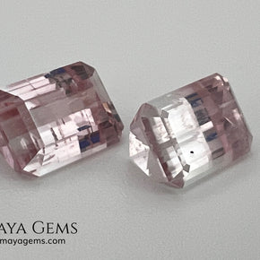 6.75 ct Soft Pink & Colorless Bicolor Tourmaline Matched Pair – Emerald Cut