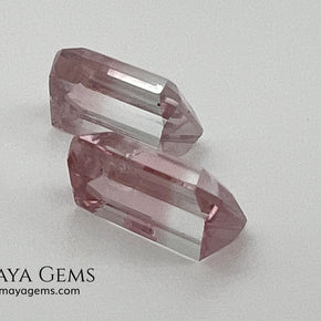 6.75 ct Soft Pink & Colorless Bicolor Tourmaline Matched Pair – Emerald Cut