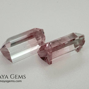 6.75 ct Soft Pink & Colorless Bicolor Tourmaline Matched Pair – Emerald Cut