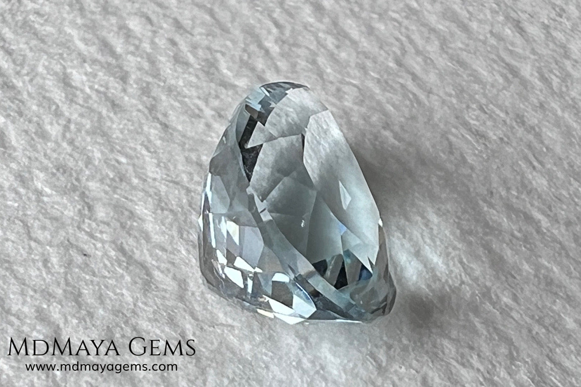 Attractive greenish blue aquamarine, fantastic color. Nice looking gem. Pear cut. 3.26 ct. 