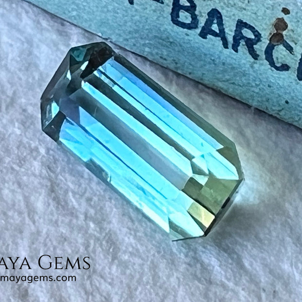 Natural Bicolor Tourmaline 0.98 ct – Blue Green Octagon Cut Gemstone