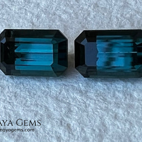 Matched Pair Blue-Green Indicolite Tourmaline 2.55 ct – Afghan Emerald Cut Gems