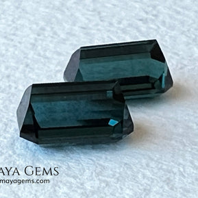 Matched Pair Blue-Green Indicolite Tourmaline 2.55 ct – Afghan Emerald Cut Gems