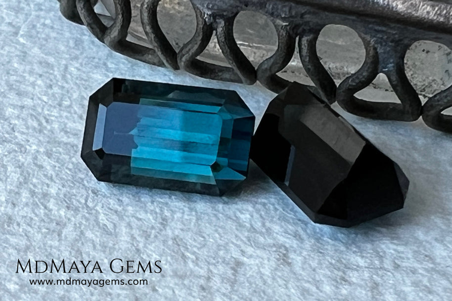 Matched Pair Blue-Green Indicolite Tourmaline 2.55 ct – Afghan Emerald Cut Gems
