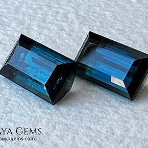 Matched Pair Blue Indicolite Tourmaline 2.07 ct – Afghan Rectangle Cut Gems