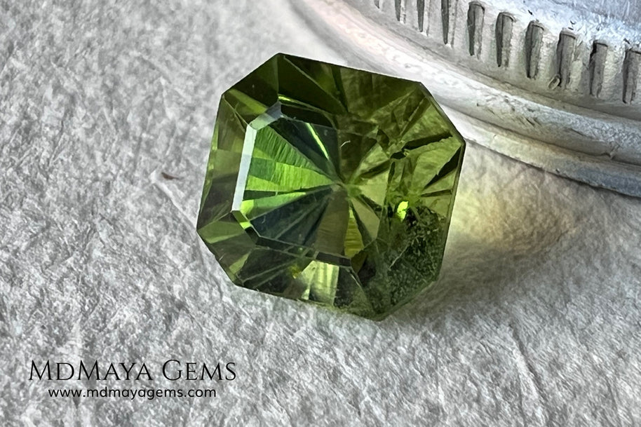 3.02 ct Octagon Peridot – Vivid Strongly Yellowish Green from Pakistan