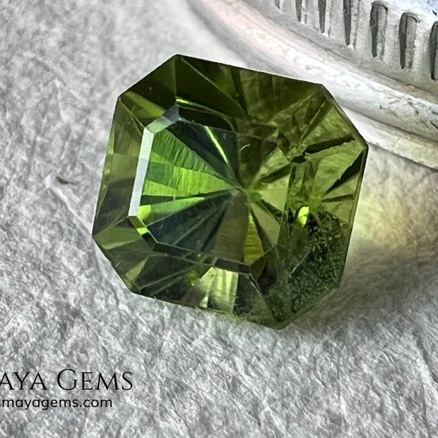 3.02 ct Octagon Peridot – Vivid Strongly Yellowish Green from Pakistan