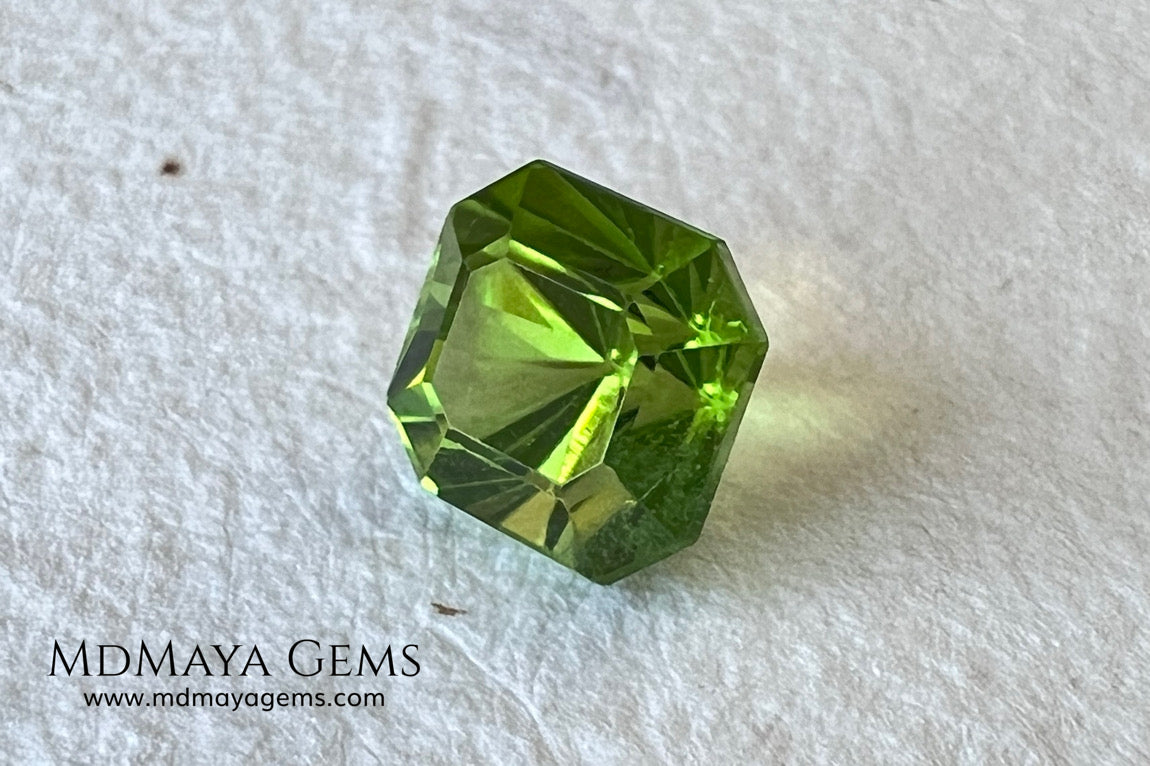 3.02 ct Octagon Peridot – Vivid Strongly Yellowish Green from Pakistan