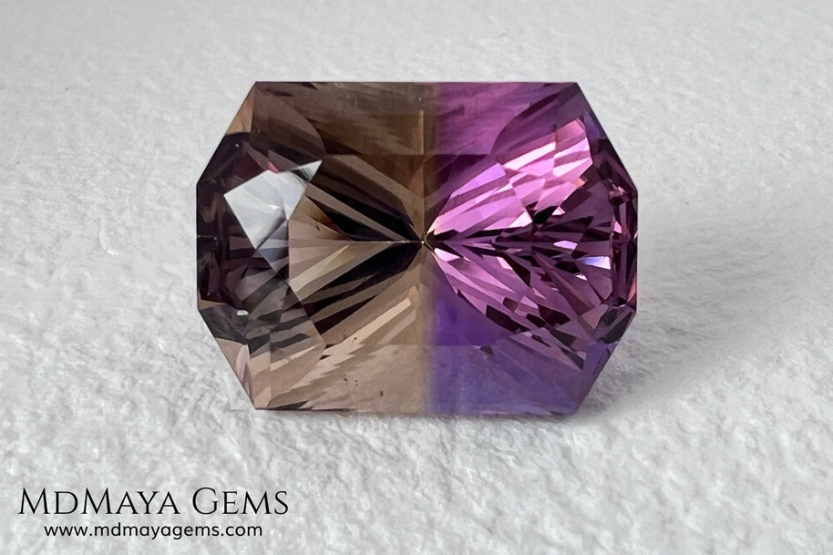 12.56 ct Fantasy Cut Ametrine – Natural Bicolor Quartz Gemstone