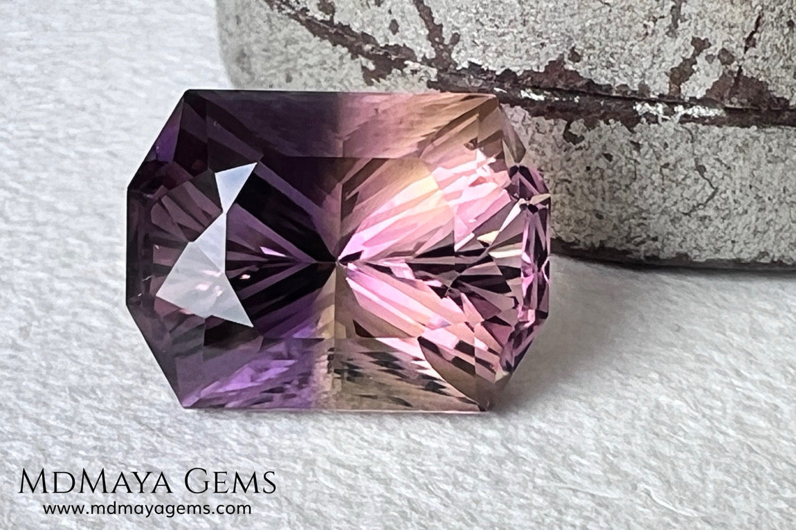 12.56 ct Fantasy Cut Ametrine – Natural Bicolor Quartz Gemstone
